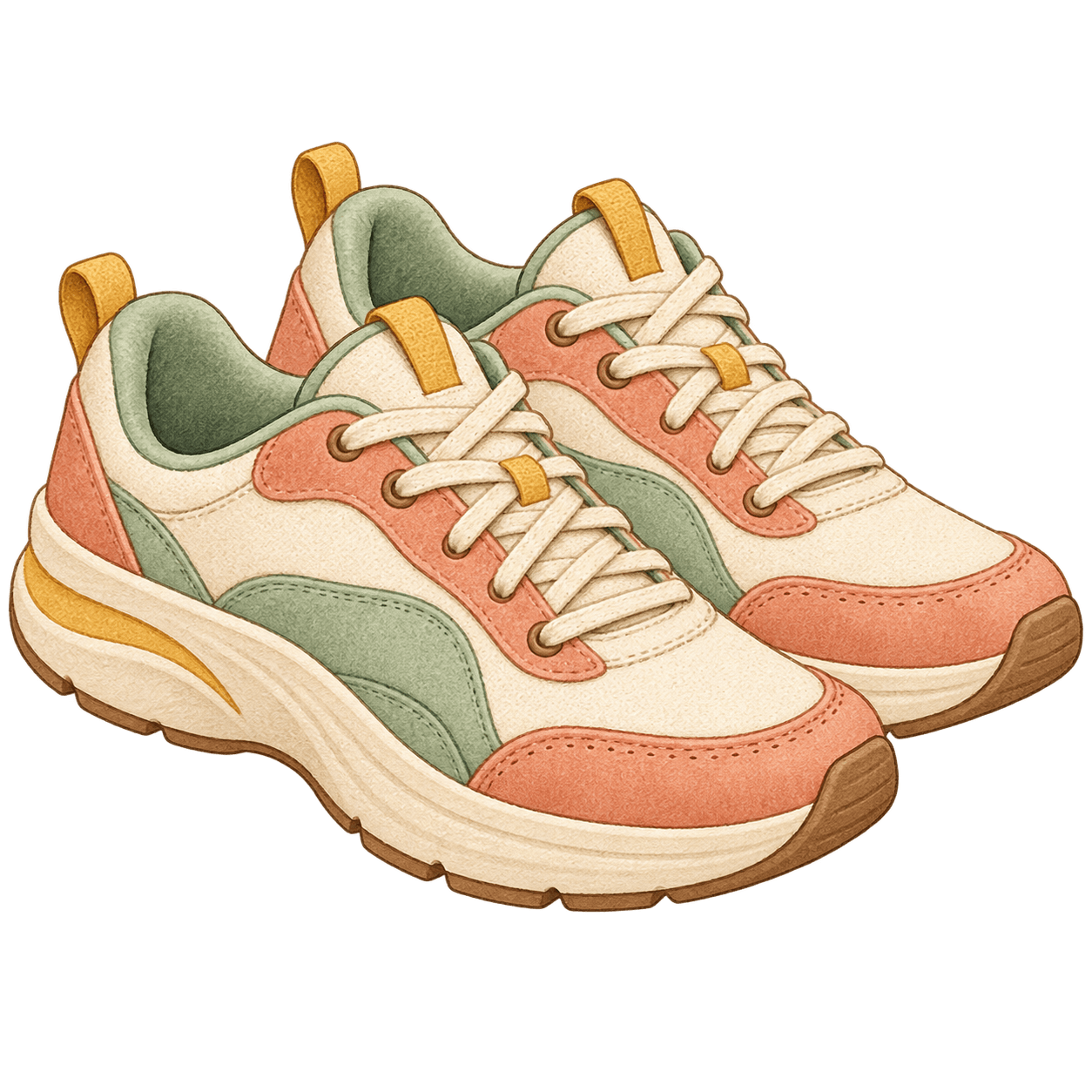 Fictional cream, sage, and coral Cloudstep Runner sneakers